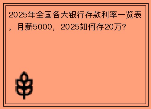 2025年全国各大银行存款利率一览表，月薪5000，2025如何存20万？